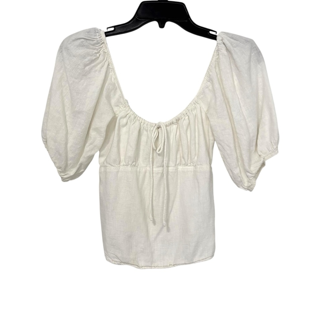Abercrombie & Fitch XS White Milkmaid‎ Linen Puff Sleeve Top Cottagecore Y2K